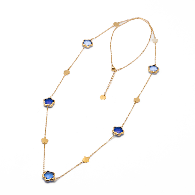 COLLAR ZO14520N/12MM/90+5CM DORADO+AZULOSCURO Acero Inoxidable E57