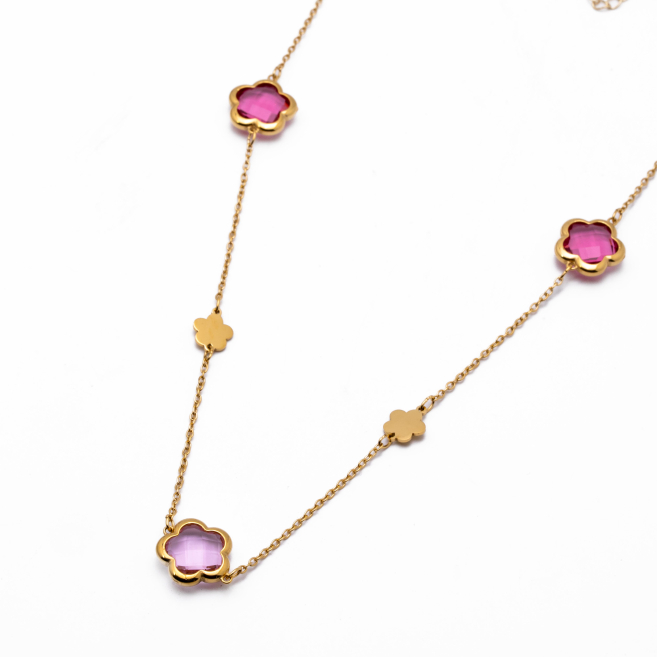 COLLAR ZO14520N/12MM/90+5CM DORADO+ROSA Acero Inoxidable E57