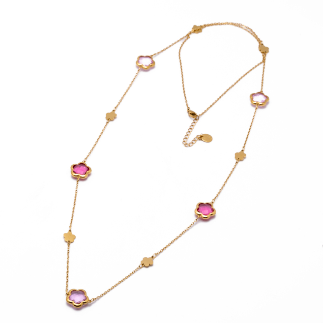COLLAR ZO14520N/12MM/90+5CM DORADO+ROSA Acero Inoxidable E57