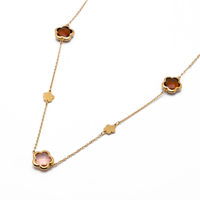 COLLAR ZO14520N/12MM/90+5CM DORADO+CAFE Acero Inoxidable E57