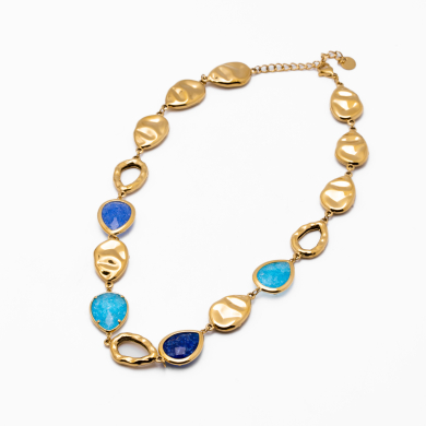 COLLAR ZO15290N DORADO+AZUL Acero Inoxidable