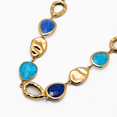 COLLAR ZO15290N DORADO+AZUL Acero Inoxidable