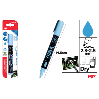 MARCADOR TIZA LIQUIDA LIMPIEZA SECO AZUL F43