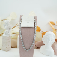 COLLAR ZO10590N PLATEADO+BLANCO Acero Inoxidable