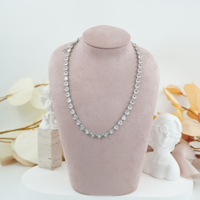 COLLAR ZO10590N PLATEADO+BLANCO Acero Inoxidable