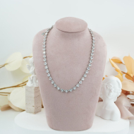 COLLAR ZO10590N PLATEADO+BLANCO Acero Inoxidable