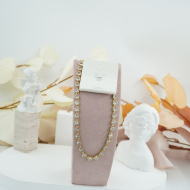 COLLAR ZO10590N DORADO+BLANCO Acero Inoxidable