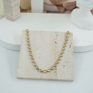 COLLAR ZO10590N DORADO+BLANCO Acero Inoxidable