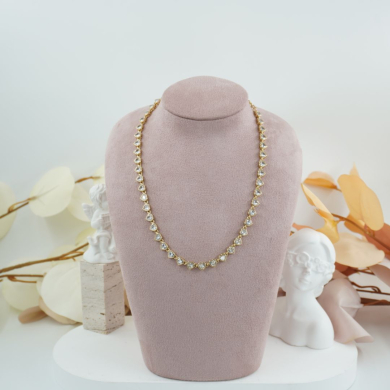 COLLAR ZO10590N DORADO+BLANCO Acero Inoxidable