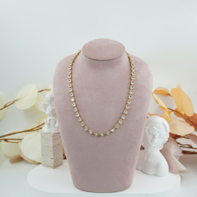 COLLAR ZO10590N DORADO+BLANCO Acero Inoxidable