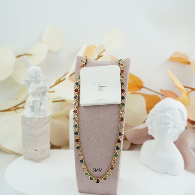 COLLAR ZO10590N DORADO+MULTICOLOR Acero Inoxidable