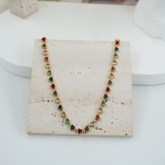 COLLAR ZO10590N DORADO+MULTICOLOR Acero Inoxidable
