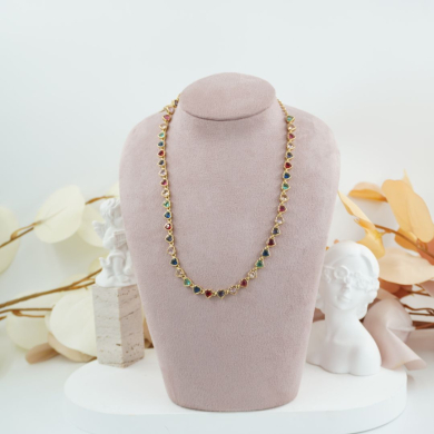 COLLAR ZO10590N DORADO+MULTICOLOR Acero Inoxidable