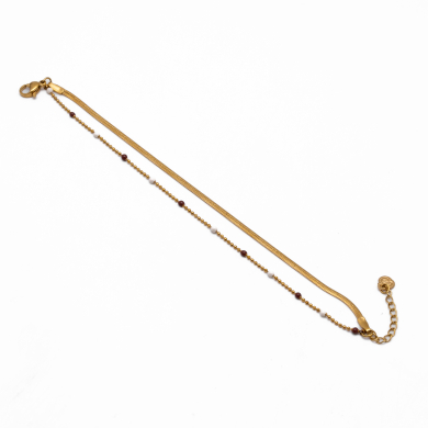 PULSERA Y00720 BLANCO+CAFE Acero Inoxidable 2B36