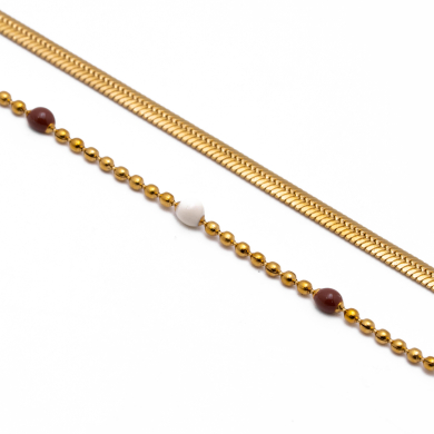 PULSERA Y00720 BLANCO+CAFE Acero Inoxidable 2B36