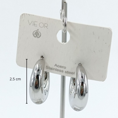ARETES ZO9928E/25MM/300 PLATEADO Acero Inoxidable