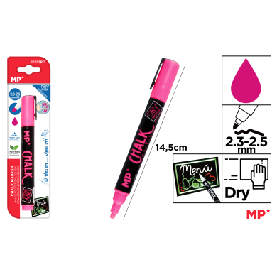 MARCADOR TIZA LIQUIDA LIMPIEZA SECO ROSA - F44