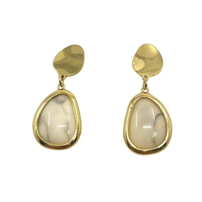 ARETES ZO13504E PLATEADO+AZUL Acero Inoxidable