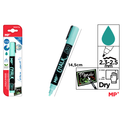 MARCADOR TIZA LIQUIDA LIMPIEZA SECO TURQUESA F11 - F12