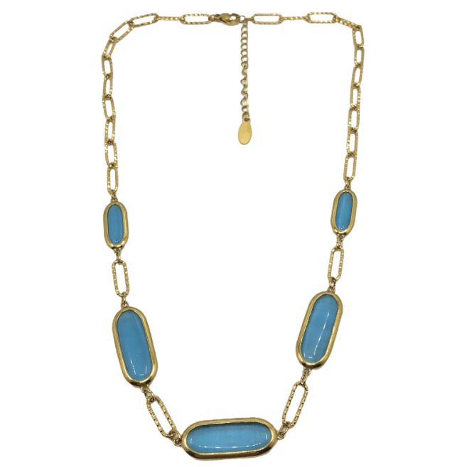 COLLAR ZO13503N DORADO+VERDE Acero Inoxidable