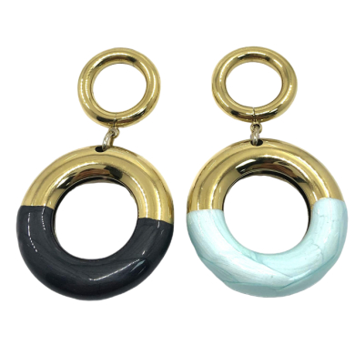 ARETES ZO13245E DORADO+TFN AZUL Acero Inoxidable