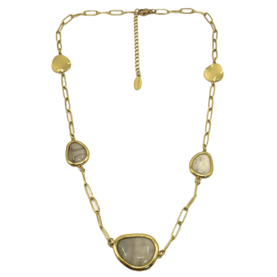 COLLAR ZO13505N PLATEADO+AZUL Acero Inoxidable