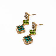 ARETES ZO14542E DORADO+BLANCO/VERDE Acero Inoxidable G35