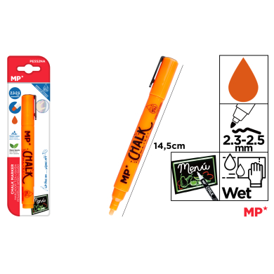 MARCADOR TIZA LIQUIDA LIMPIEZA HUMEDO NARANJA - A25