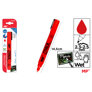 MARCADOR TIZA LIQUIDA LIMPIEZA HUMEDO ROJO - A25