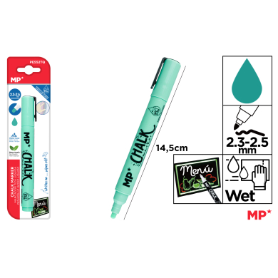 MARCADOR TIZA LIQUIDA LIMPIEZA HUMEDO TURQUESA - A25