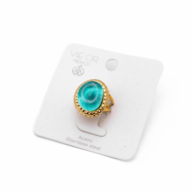 ANILLO ZO14209R DORADO+AZUL Acero Inoxidable