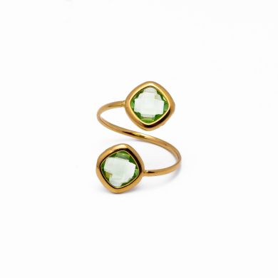 ANILLO ZO14492R DORADO+VERDE Acero Inoxidable