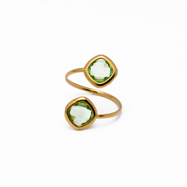 ANILLO ZO14492R DORADO+VERDE Acero Inoxidable 2A110