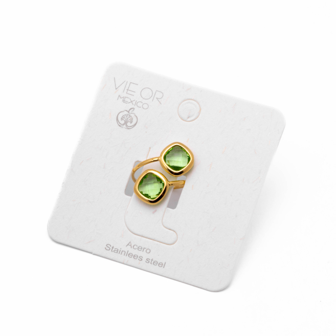 ANILLO ZO14492R DORADO+VERDE Acero Inoxidable 2A110