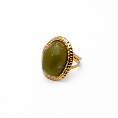 ANILLO ZO15244R DORADO+VERDE Acero Inoxidable