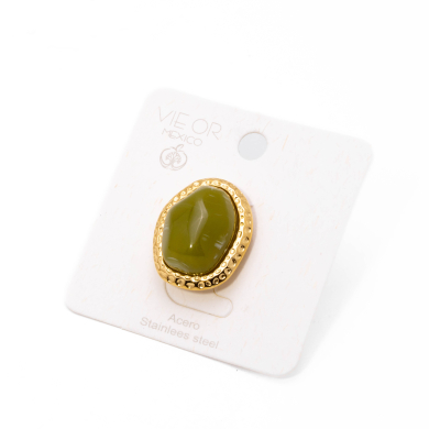 ANILLO ZO15244R DORADO+VERDE Acero Inoxidable