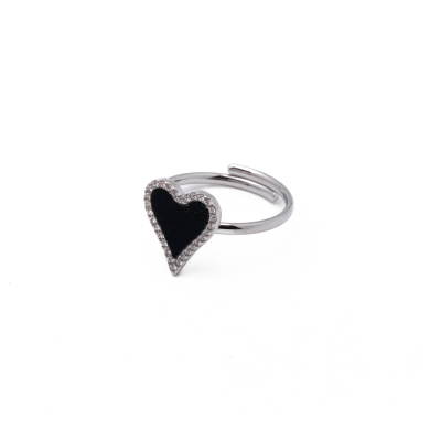 ANILLO ZO11867R PLATEADO+NEGRO Acero Inoxidable