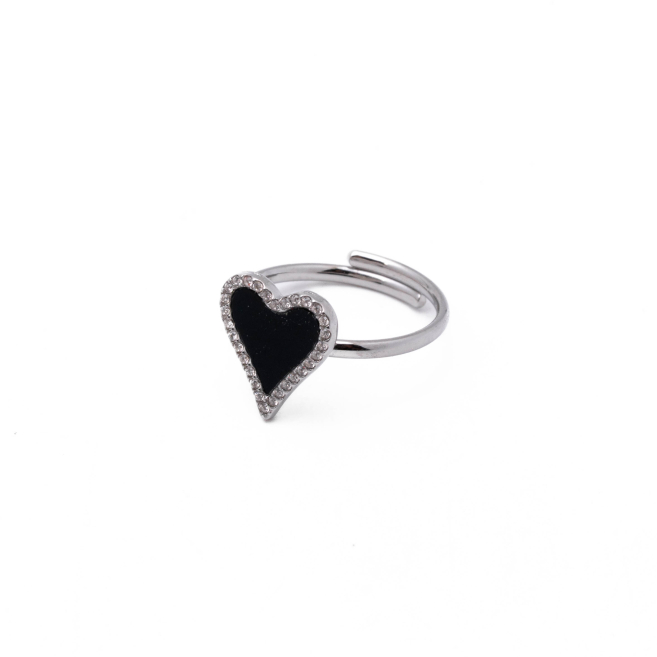 ANILLO ZO11867R PLATEADO+NEGRO Acero Inoxidable A24