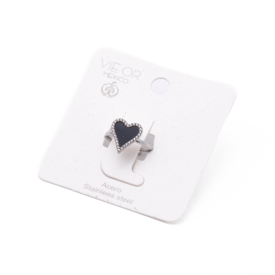 ANILLO ZO11867R PLATEADO+NEGRO Acero Inoxidable