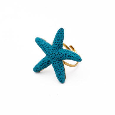 ANILLO ZO14437R DORADO+AZUL Acero Inoxidable