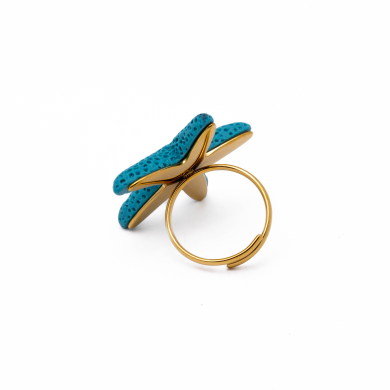 ANILLO ZO14437R DORADO+AZUL Acero Inoxidable
