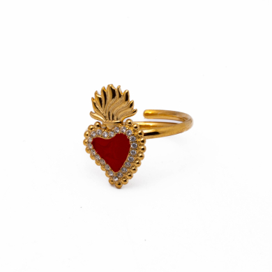 ANILLO ZO12427R DORADO+ROJO Acero Inoxidable