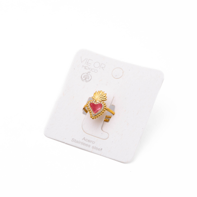 ANILLO ZO12427R DORADO+ROJO Acero Inoxidable