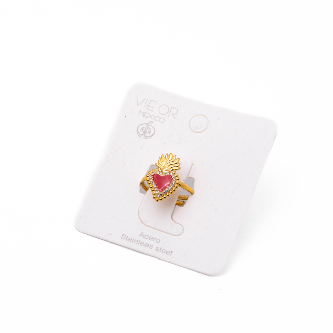 ANILLO ZO12427R DORADO+ROJO Acero Inoxidable A24