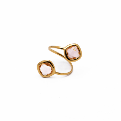 ANILLO ZO14492R DORADO+BEIG Acero Inoxidable