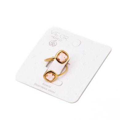 ANILLO ZO14492R DORADO+BEIG Acero Inoxidable