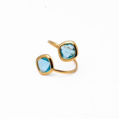 ANILLO ZO14492R DORADO+AZUL Acero Inoxidable