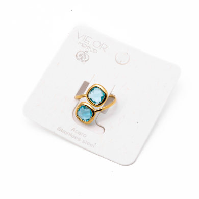 ANILLO ZO14492R DORADO+AZUL Acero Inoxidable