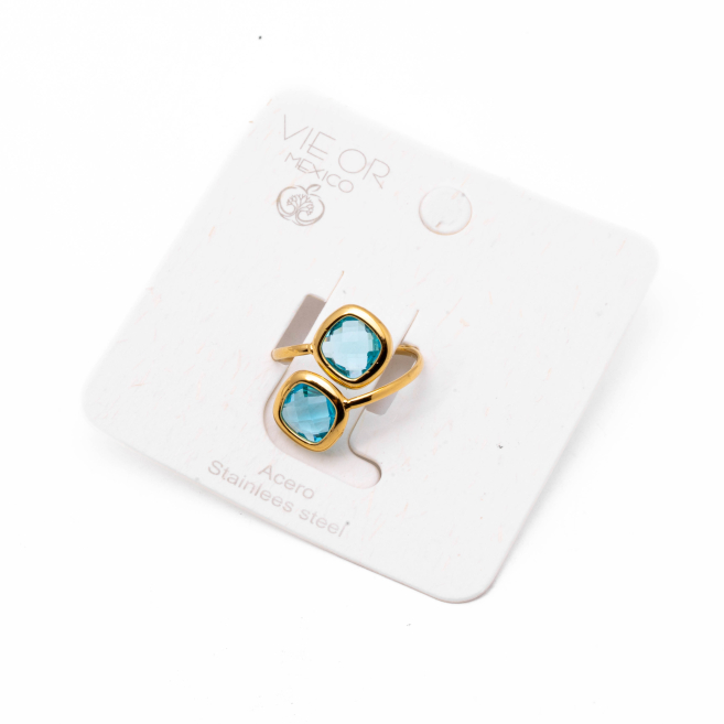 ANILLO ZO14492R DORADO+AZUL Acero Inoxidable 2A110