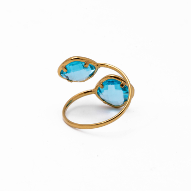 ANILLO ZO14492R DORADO+AZUL Acero Inoxidable